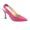 EVALUNA 1604 fuxia scarpe donna decolletè pelle tacco tallone aperto elastico