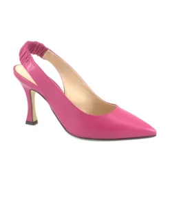 EVALUNA 1604 fuxia scarpe donna decolletè pelle tacco tallone aperto elastico