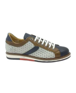 EXTON 8831 marine blu scarpe uomo sportive casual lacci pelle forata