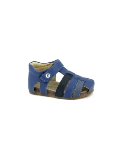 FALCOTTO ALBY 0736 azure navy celeste blu scarpe sandalo bambino tallone punta chiusa pelle strappo