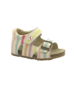 FALCOTTO BEA 00737 milk multi multicolor scarpe sandali bambina tallone pelle strappo fibbia