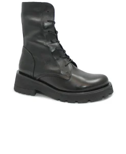 FELMINI D510 anilex black nero donna scarponcino anfibio lacci pelle zip tallone