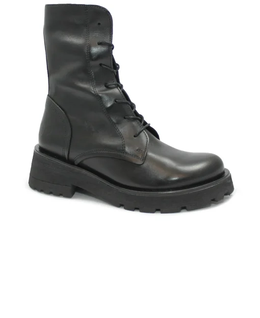 FELMINI D510 anilex black nero donna scarponcino anfibio lacci pelle zip tallone