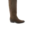 FELMINI D435 onice marrone stivale donna tacco punta camoscio texano ricamo