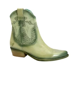 FELMINI D737 qatar verde stivale donna punta texano ricami forato zip