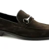 FRANCO FEDELE 6485 testa di moro scarpe uomo mocassino college pelle morsetto
