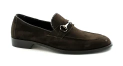 FRANCO FEDELE 6485 testa di moro scarpe uomo mocassino college pelle morsetto