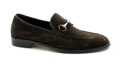 FRANCO FEDELE 6485 testa di moro scarpe uomo mocassino college pelle morsetto