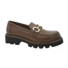 FRANCO FEDELE D714 sigaro marrone scarpe donna mocassino pelle morsetto carrarmato