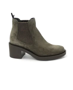 FRAU 80C3 torba marrone scarpe donna stivaletti beatles camoscio tacco