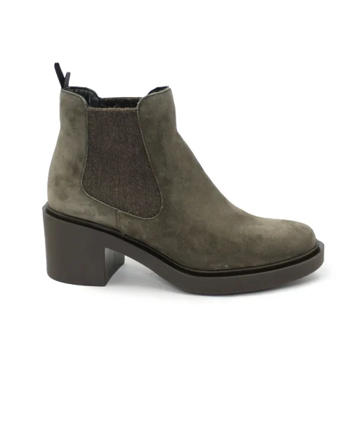 FRAU 80C3 torba marrone scarpe donna stivaletti beatles camoscio tacco