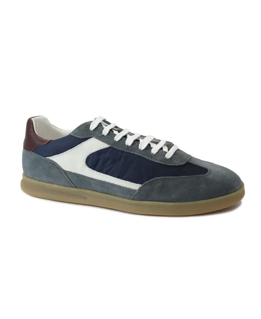 FRAU 22D1 blu scarpe uomo sneakers lacci pelle camoscio