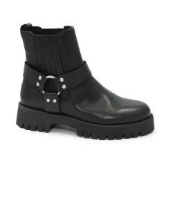 FRAU 56N4 nero beatles donna scarpe stivaletti pelle elastici