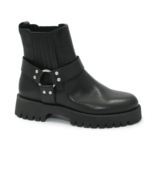 FRAU 56N4 nero beatles donna scarpe stivaletti pelle elastici