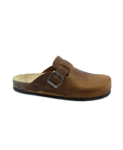 FREE LIFE 890 cuoio marrone ciabatta zoccolo donna fibbia pelle plantare