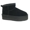 FUNNY DUCK WD500 black nero scarpe stivaletti donna mini platform camoscio pelo