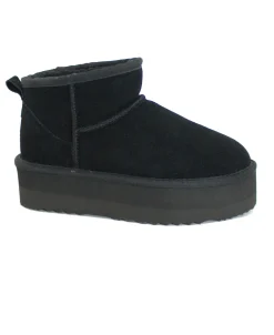FUNNY DUCK WD500 black nero scarpe stivaletti donna mini platform camoscio pelo