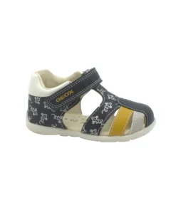 GEOX B021PC navy ochre blu scarpe bambino sandali gabbietta strappo tallone traspiranti