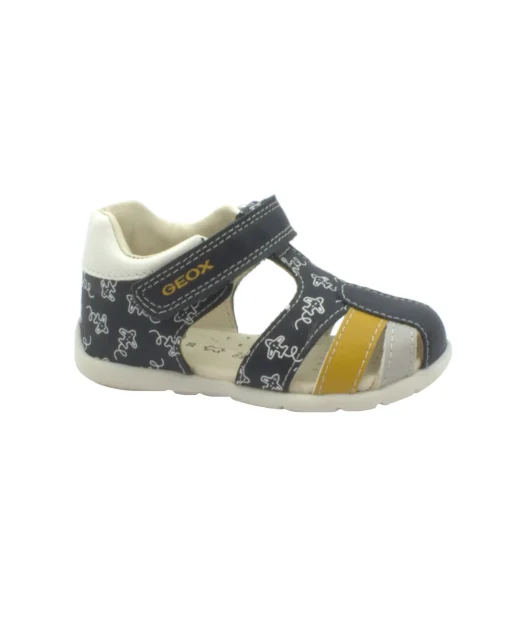 GEOX B021PC navy ochre blu scarpe bambino sandali gabbietta strappo tallone traspiranti