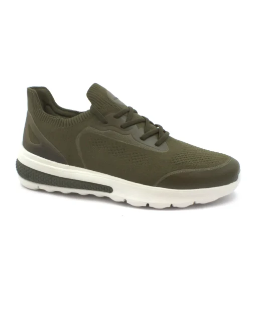 GEOX U35BAA SPHERICA ACTIF military verde scarpe uomo sneakers lacci tessuto traspiranti