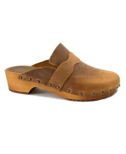 GIADA 8408 cuoio marrone ciabatta zoccolo donna pelle punta chiusa