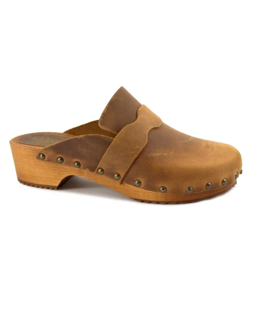 GIADA 8408 cuoio marrone ciabatta zoccolo donna pelle punta chiusa