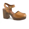 GIADA 8235460 cuoio scarpe sandali donna tacco plateaux zoccoli punta chiusa cinturino imbottita