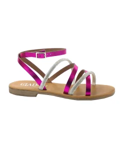 GIADA 7803 fuxia scarpe sandali donna pelle cinturino elegante brillantini