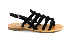 GIADA 5493 nero scarpe sandali donna camoscio infradito cinturino