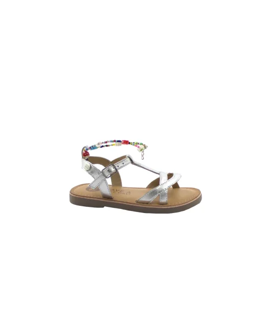 GIOSEPPO DORTAN 68847 silver argento sandali bambina pelle cinturino elegante cavigliera