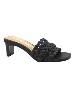 GIOSEPPO SABOGA 69136 black nero ciabatta donna pelle intrecciata tacco
