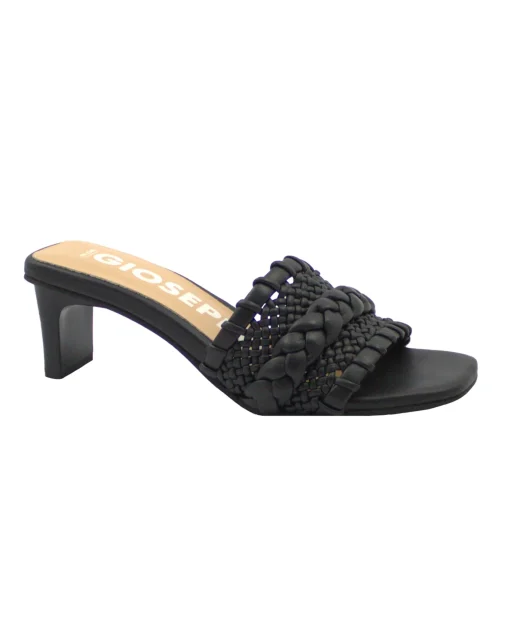 GIOSEPPO SABOGA 69136 black nero ciabatta donna pelle intrecciata tacco