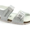 GRUNLAND AFRE SB1257 argento sandalo bambina strappo fibbia glitter
