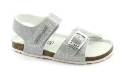 GRUNLAND AFRE SB1257 argento sandalo bambina strappo fibbia glitter