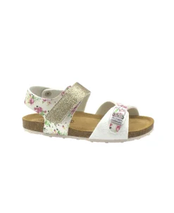 GRUNLAND AFRE SB1811 bianco multi sandalo bambina strappo fibbia glitter