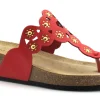 GRUNLAND ANIN CB1787 rosso ciabatte infradito donna pelle zeppa