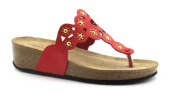 GRUNLAND ANIN CB1787 rosso ciabatte infradito donna pelle zeppa