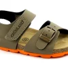 GRUNLAND ARIA SB0231 tortora arancio sandalo bambino strappo fibbia birk