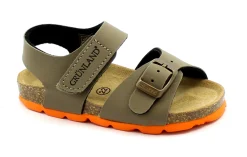 GRUNLAND ARIA SB0231 tortora arancio sandalo bambino strappo fibbia birk