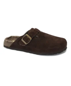 GRUNLAND BOBO CB2247 marrone ciabatte uomo pelle fibbia punta chiusa pelo