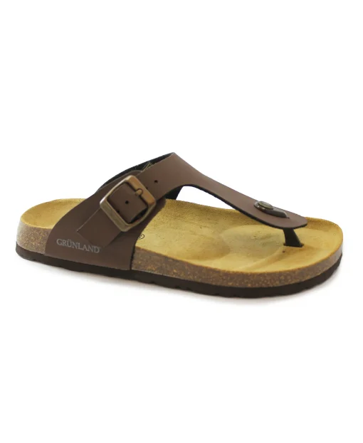 GRUNLAND BOBO CC3011 mogano marrone ciabatte infradito uomo anatomiche fibbia