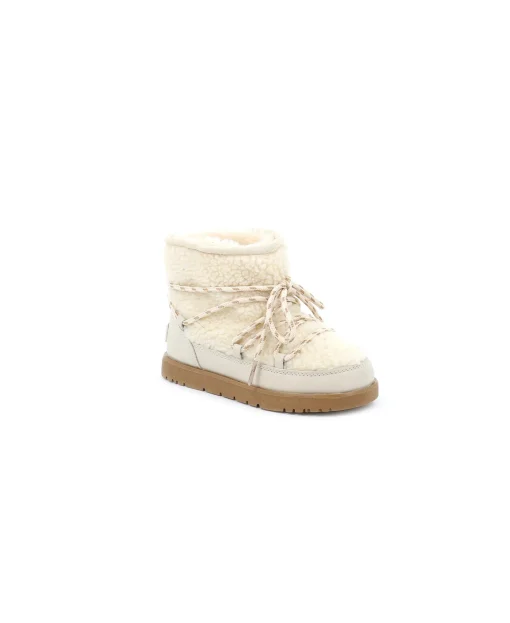 GRUNLAND CROM PO2101 35/40 beige bambina stivaletto scarponcino pelo laccio