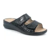 GRUNLAND DAMI CE0256 nero ciabatte donna plantare estraibile strappi pelle