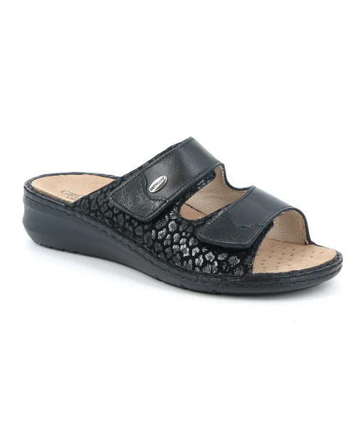 GRUNLAND DAMI CE0256 nero ciabatte donna plantare estraibile strappi pelle