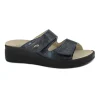 GRUNLAND DIDA CE0462 blu ciabatte donna plantare estraibile strappi pelle