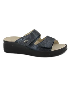 GRUNLAND DIDA CE0462 blu ciabatte donna plantare estraibile strappi pelle