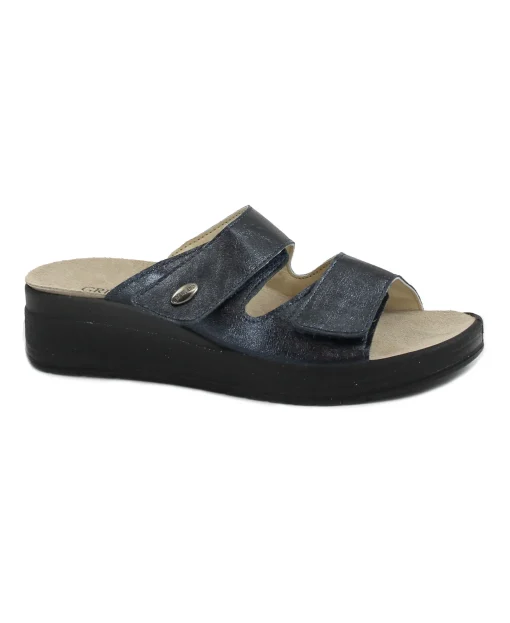 GRUNLAND DIDA CE0462 blu ciabatte donna plantare estraibile strappi pelle
