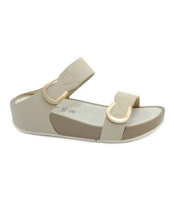 GRUNLAND DIRA CI2577 Beige scarpe ciabatte donna zeppa strappi
