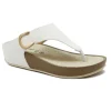 GRUNLAND DIRA CI2578 bianco scarpe ciabatte donna zeppa infradito strappo