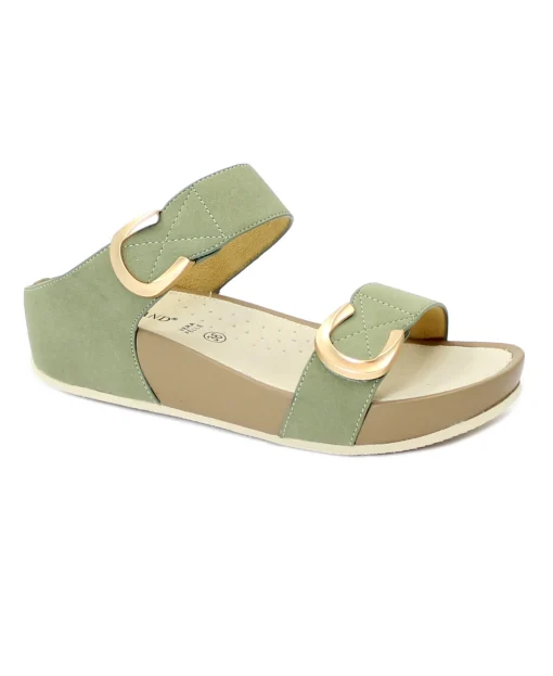 GRUNLAND DIRA CI2577 oliva verde scarpe ciabatte donna zeppa strappi